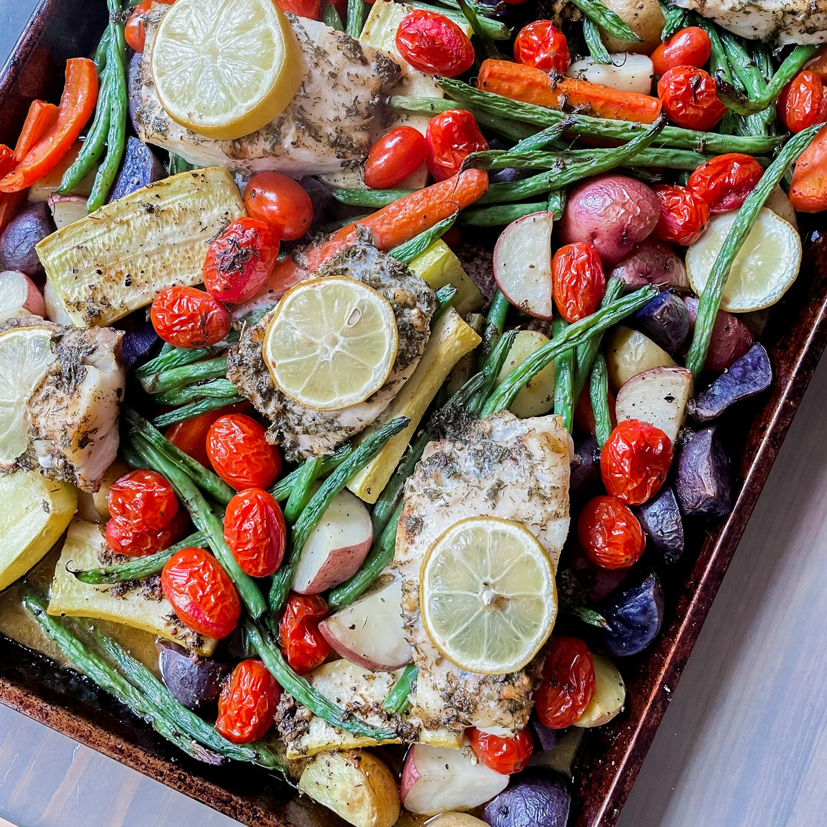 Lemon Butter Cod with Vegetables