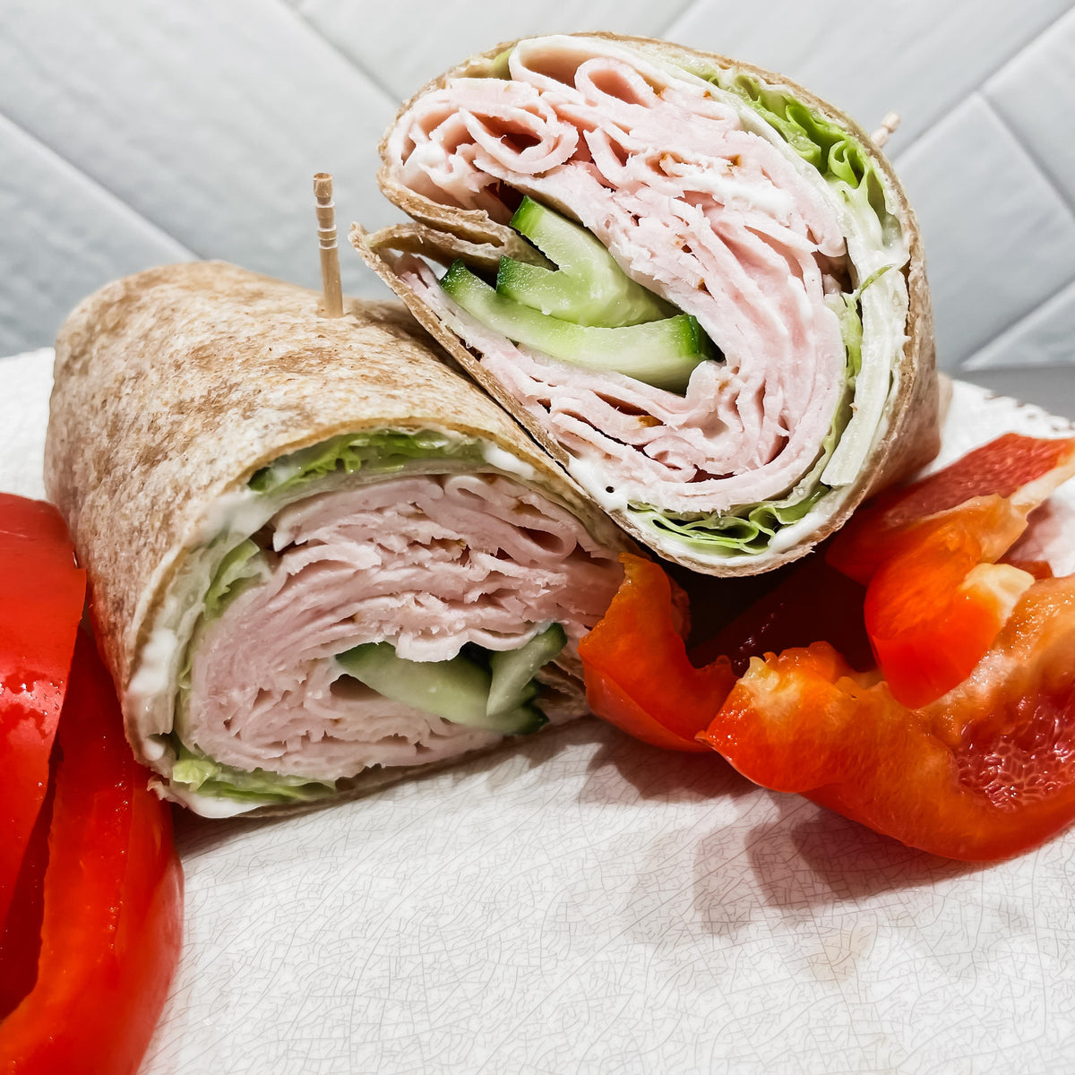 Greek Turkey Wrap with Bell Peppers