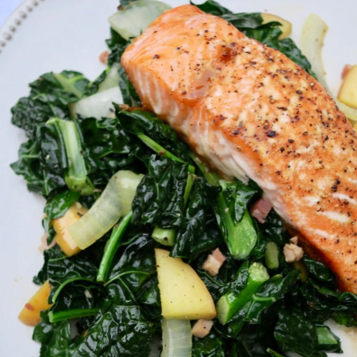 Maple Salmon with Sauteed Kaleand Apples