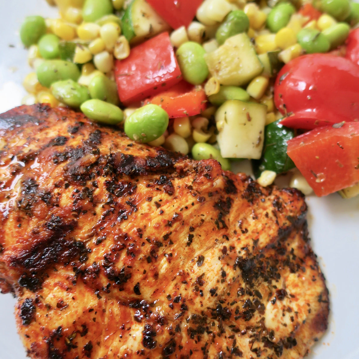 Grilled Paprika Chicken with Edamame Succotash