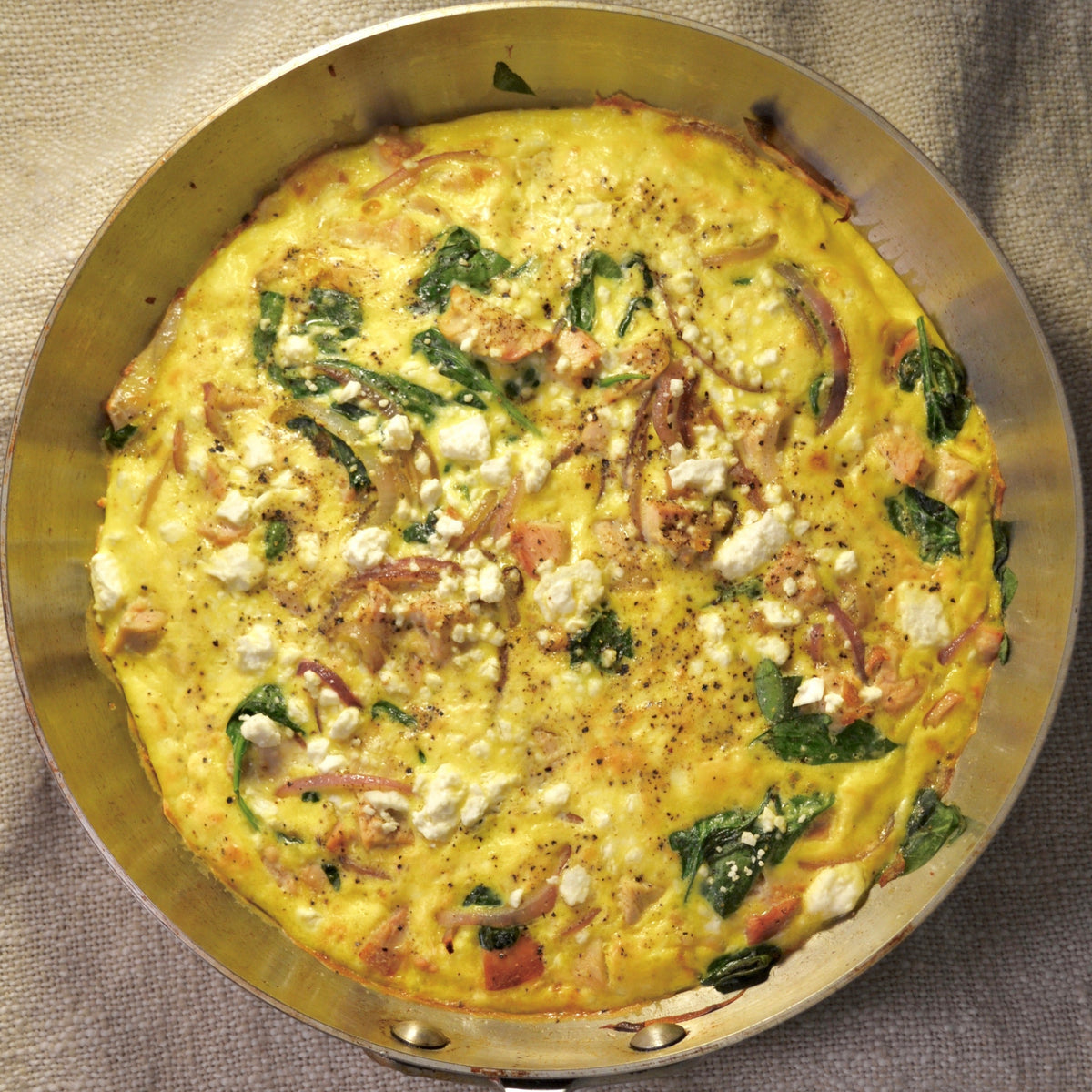 Turkey Spinach Frittata with Feta and Red Onion